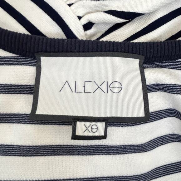 Alexis Long Sleeve Knit Mini Dress Size XS Striped "Loza" White Navy Preppy - Picture 9 of 10